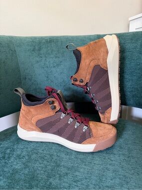 Women’s Brown Suede & Mesh High-Top Sneakers